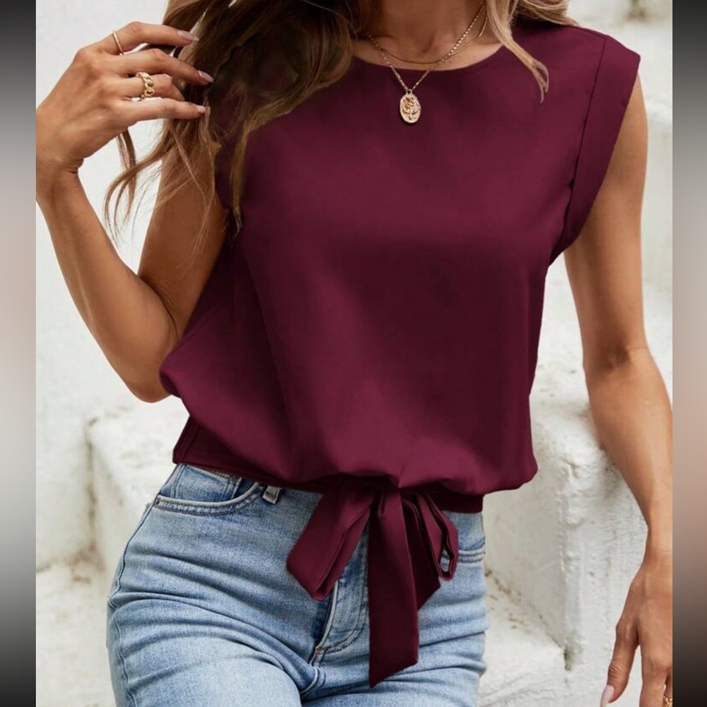 NWT! Elegant Burgundy Sleeveless Top
